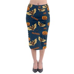 Bat, pumpkin and spider pattern Midi Pencil Skirt