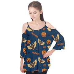 Bat, pumpkin and spider pattern Flutter Tees