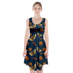 Bat, pumpkin and spider pattern Racerback Midi Dress