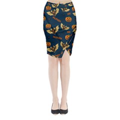 Bat, pumpkin and spider pattern Midi Wrap Pencil Skirt