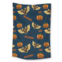 Bat, pumpkin and spider pattern Large Tapestry