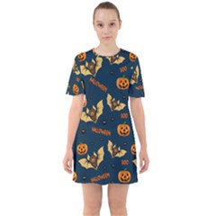 Bat, pumpkin and spider pattern Mini Dress