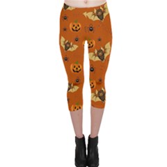 Bat, Pumpkin And Spider Pattern Capri Leggings  by Valentinaart