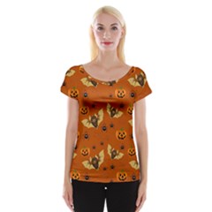 Bat, Pumpkin And Spider Pattern Cap Sleeve Tops by Valentinaart