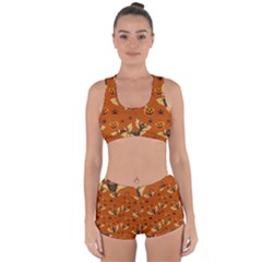 Bat, Pumpkin And Spider Pattern Racerback Boyleg Bikini Set