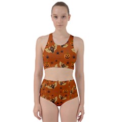 Bat, Pumpkin And Spider Pattern Racer Back Bikini Set