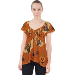 Bat, Pumpkin And Spider Pattern Dolly Top by Valentinaart