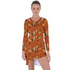 Bat, Pumpkin And Spider Pattern Asymmetric Cut-out Shift Dress by Valentinaart