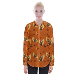 Bat, Pumpkin And Spider Pattern Womens Long Sleeve Shirt