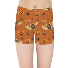 Bat, Pumpkin And Spider Pattern Kids Sports Shorts