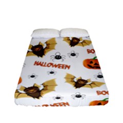 Bat, Pumpkin And Spider Pattern Fitted Sheet (full/ Double Size) by Valentinaart