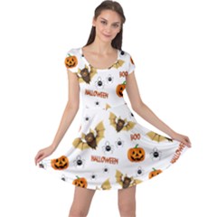 Bat, Pumpkin And Spider Pattern Cap Sleeve Dress by Valentinaart