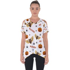 Bat, Pumpkin And Spider Pattern Cut Out Side Drop Tee by Valentinaart