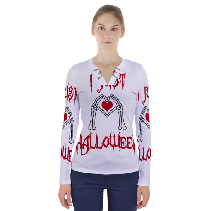 I just love Halloween V-Neck Long Sleeve Top