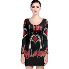 I Just Love Halloween Long Sleeve Velvet Bodycon Dress by Valentinaart