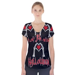 I Just Love Halloween Short Sleeve Front Detail Top by Valentinaart