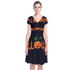 Halloween Short Sleeve Front Wrap Dress by Valentinaart