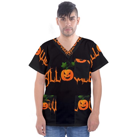 Halloween Men s V-neck Scrub Top by Valentinaart