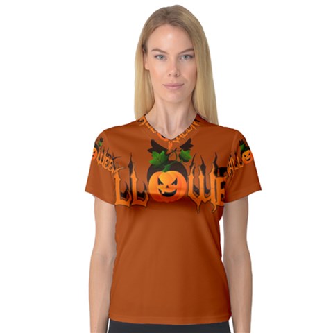 Halloween V-neck Sport Mesh Tee by Valentinaart