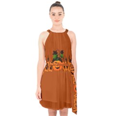 Halloween Halter Collar Waist Tie Chiffon Dress by Valentinaart