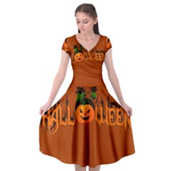 Halloween Cap Sleeve Wrap Front Dress