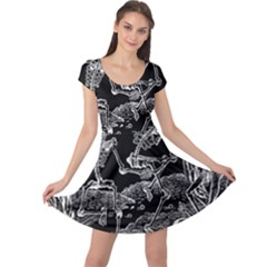 Skeletons - Halloween Cap Sleeve Dress by Valentinaart