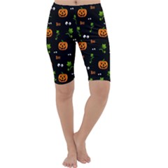 Pumpkins - Halloween Pattern Cropped Leggings  by Valentinaart