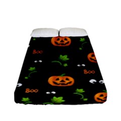 Pumpkins - Halloween Pattern Fitted Sheet (full/ Double Size) by Valentinaart