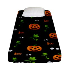 Pumpkins - Halloween Pattern Fitted Sheet (single Size) by Valentinaart