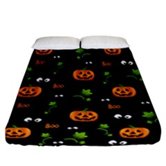 Pumpkins - Halloween Pattern Fitted Sheet (california King Size) by Valentinaart