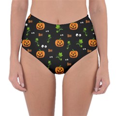 Pumpkins - Halloween Pattern Reversible High-waist Bikini Bottoms