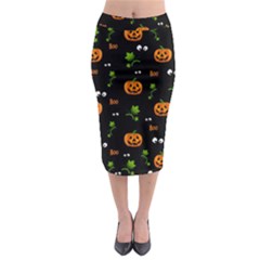 Pumpkins - Halloween Pattern Midi Pencil Skirt