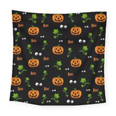 Pumpkins - Halloween Pattern Square Tapestry (large) by Valentinaart