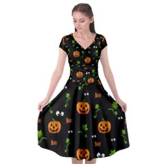 Pumpkins - Halloween Pattern Cap Sleeve Wrap Front Dress by Valentinaart