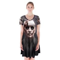 Zombie Short Sleeve V-neck Flare Dress by Valentinaart