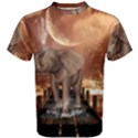 Cute Baby Elephant On A Jetty Men s Cotton Tee View1