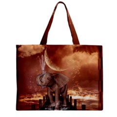 Cute Baby Elephant On A Jetty Zipper Mini Tote Bag by FantasyWorld7