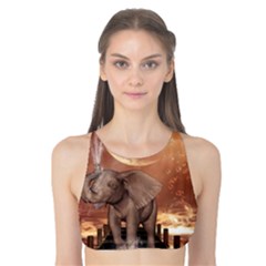 Cute Baby Elephant On A Jetty Tank Bikini Top by FantasyWorld7