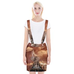 Cute Baby Elephant On A Jetty Braces Suspender Skirt by FantasyWorld7