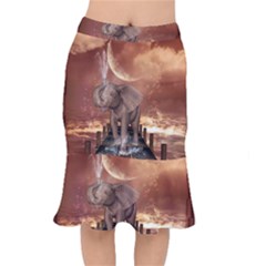 Cute Baby Elephant On A Jetty Mermaid Skirt by FantasyWorld7