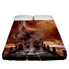 Cute Baby Elephant On A Jetty Fitted Sheet (california King Size) by FantasyWorld7