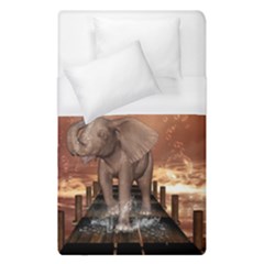 Cute Baby Elephant On A Jetty Duvet Cover (single Size) by FantasyWorld7