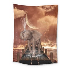 Cute Baby Elephant On A Jetty Medium Tapestry by FantasyWorld7