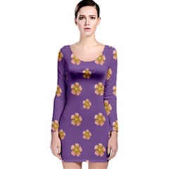 Ditsy Floral Pattern Design Long Sleeve Velvet Bodycon Dress by dflcprints