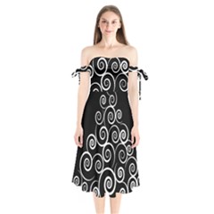 Abstract Spiral Christmas Tree Shoulder Tie Bardot Midi Dress by Mariart