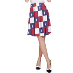 American Flag Star White Red Blue A-line Skirt by Mariart