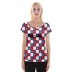 American Flag Star White Red Blue Cap Sleeve Tops by Mariart