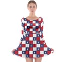 American Flag Star White Red Blue Long Sleeve Skater Dress View1