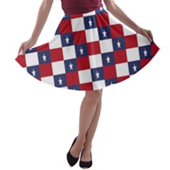 American Flag Star White Red Blue A-line Skater Skirt by Mariart