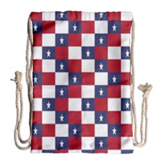 American Flag Star White Red Blue Drawstring Bag (large)